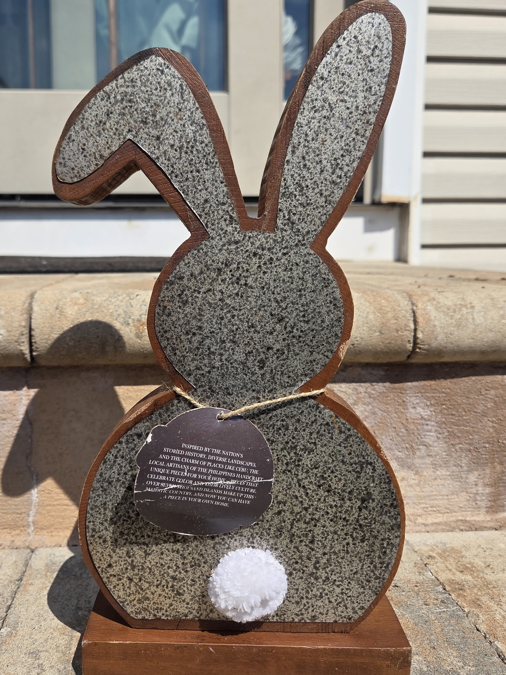 Wood and Granite-Textured Bunny Décor in Brown and Gray